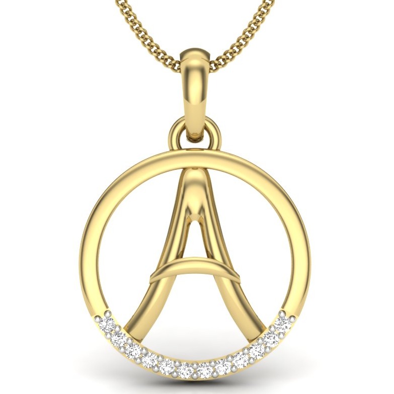 18K Yellow Gold Alphabet - A Diamond Pendant For Women