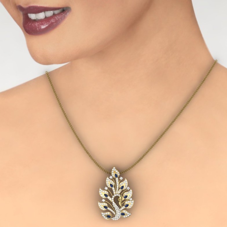 18KT Yellow Gold Morni Natural Diamond Pendant - Image 5