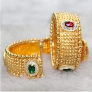 916 Gold Colorful Stone Kada