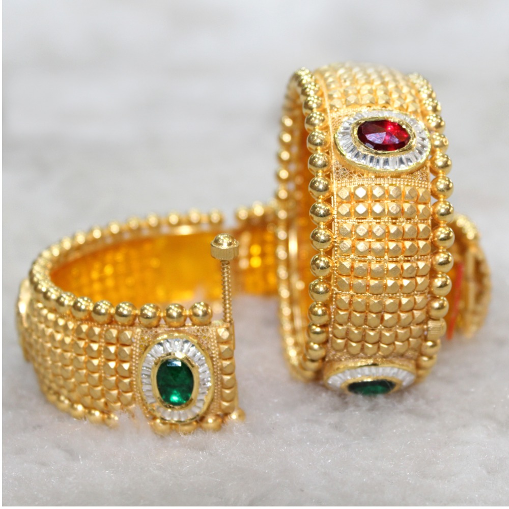 916 Gold Colorful Stone Kada