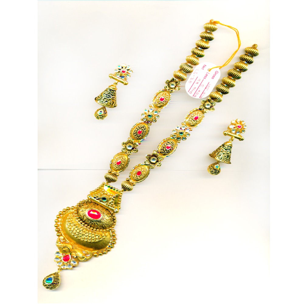 916 Gold Heavy Bridal Long Necklace Set-28