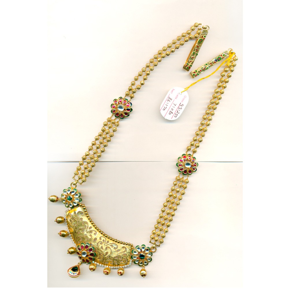 916 Gold Antique Wedding Long Necklace Set-21