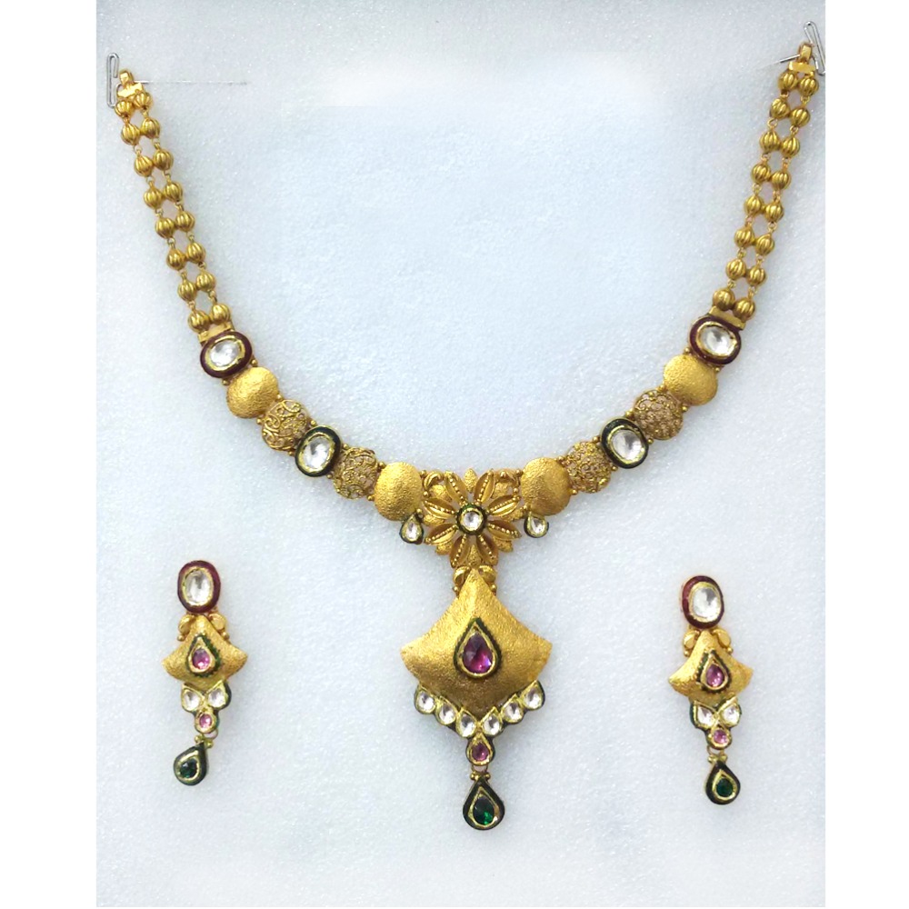 916 Gold Antique Bridal Necklace Set-008