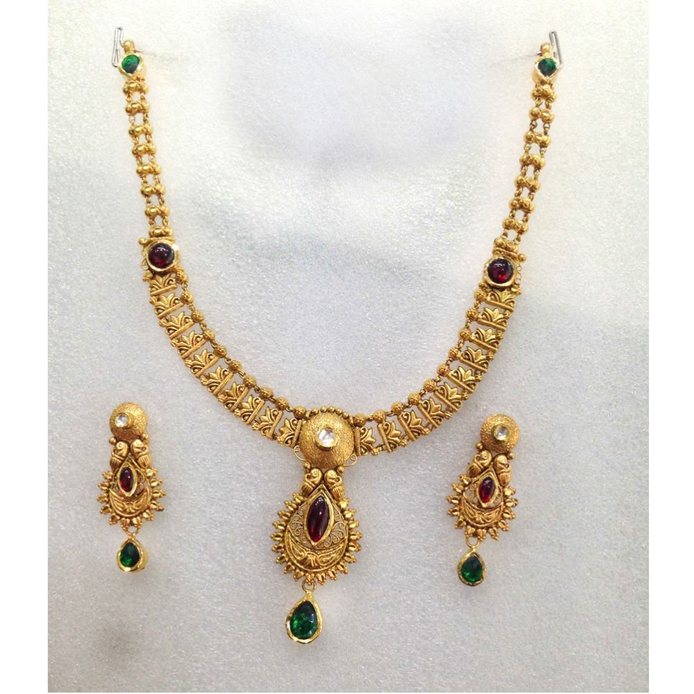 916 Gold Fancy Bridal Necklace Set-010
