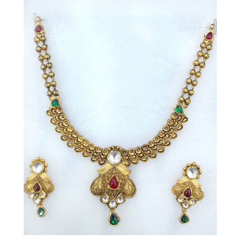 916 Yellow Gold Bridal Necklace Set-011