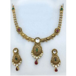 916 Gold Indian Bridal Necklace Set-013