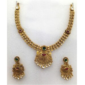916 Gold Designer Wedding Necklace Set-007