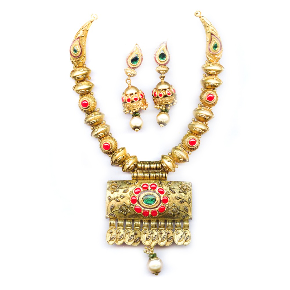 22KT Gold Antique Tribal Rabarighat Necklace Set