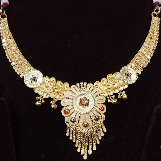 916 Gold Fancy Colorful Stone Necklace Set