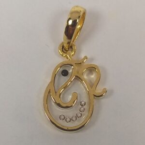 18KT Gold Real Diamond Setting In Glass Attractive Ganesh Pendant