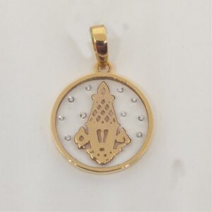 18KT Gold Real Diamond Setting Glass Pendant