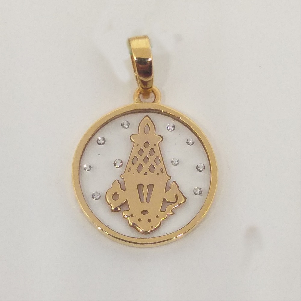 18KT Gold Real Diamond Setting Glass Pendant