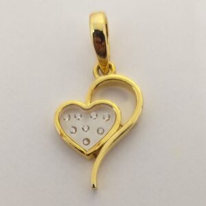 18KT Gold Real Diamond Setting In Glass Heart Pendant