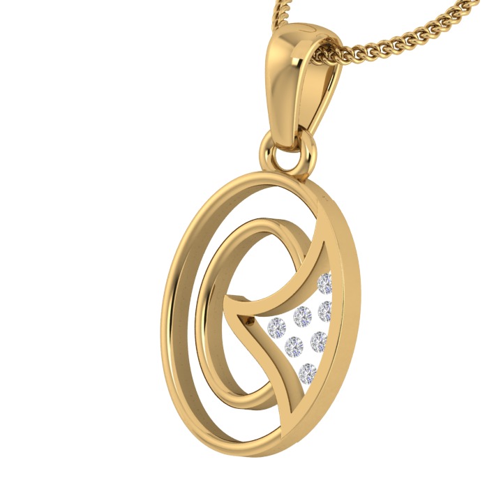 18KT Gold Real Diamond Setting In Glass Fancy Pendant - Image 3