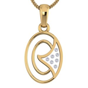 18KT Gold Real Diamond Setting In Glass Fancy Pendant