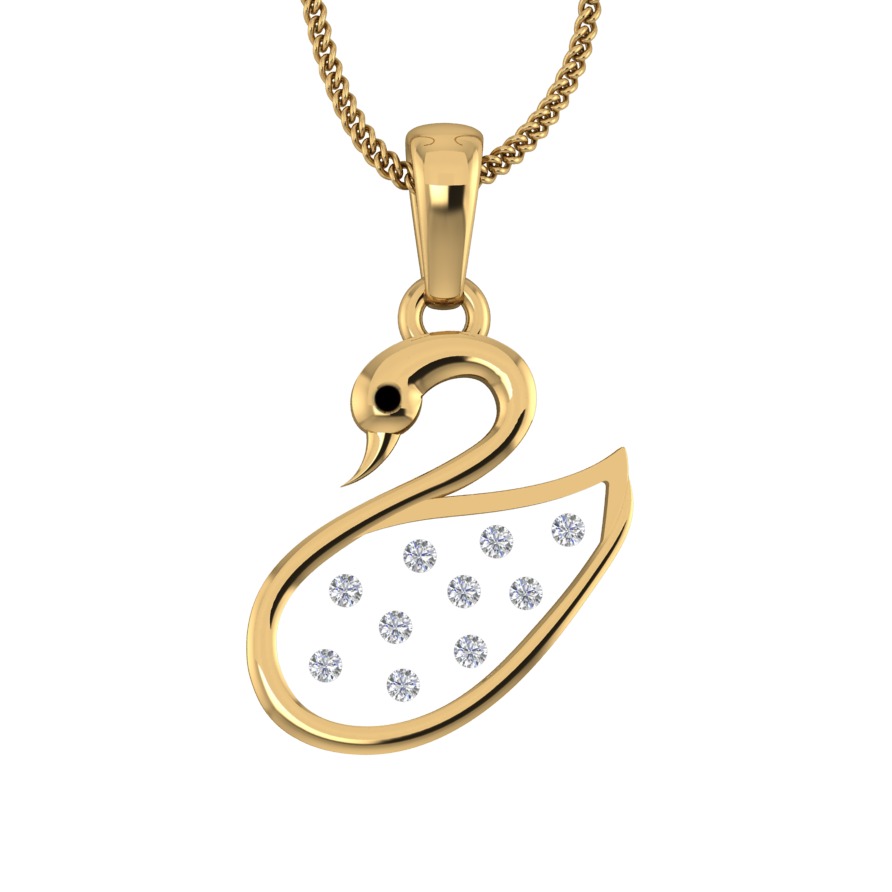 18KT Gold Real Diamond Setting In Glass Attractive Pendant - Image 2