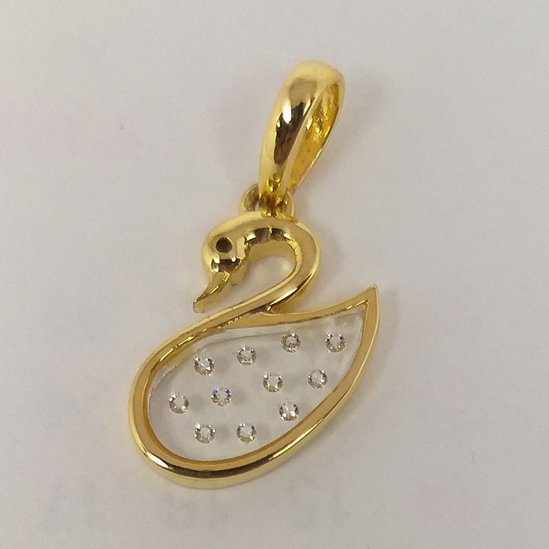 18KT Gold Real Diamond Setting In Glass Attractive Pendant