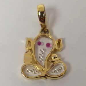 18KT Gold Real Diamond Setting In Glass Ganesh Pendant