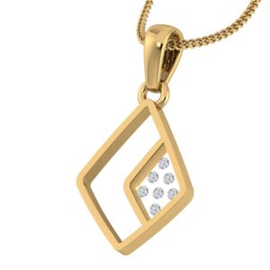 18KT Gold Real Diamond Setting In Glass Pendant