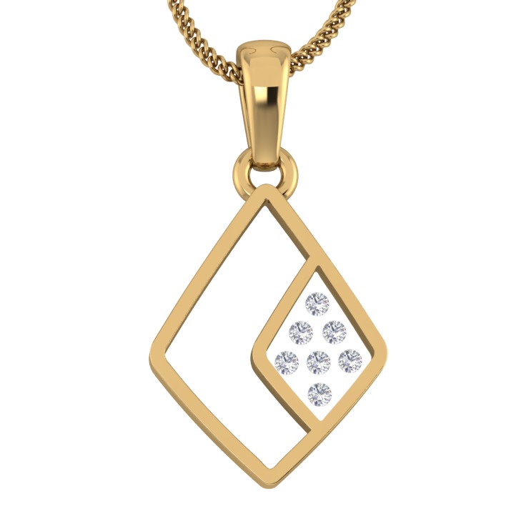 18KT Gold Real Diamond Setting In Glass Pendant - Image 2