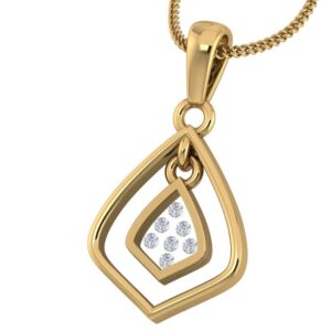 18KT Gold Real Diamond Setting In Glass Attractive Pendant