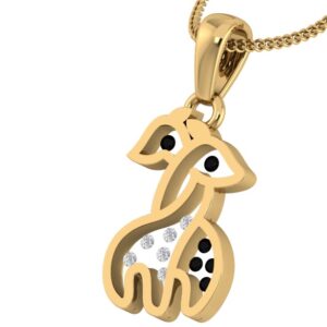 18KT Gold Real Diamond Setting In Glass Kids Pendant