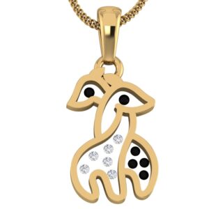 18KT Gold Real Diamond Setting In Glass Kids Pendant