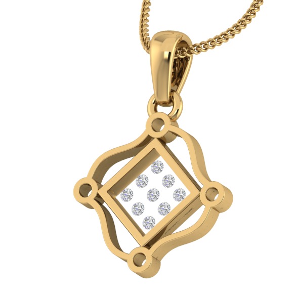18KT Gold Real Diamond Setting In Glass Pendant - Image 3
