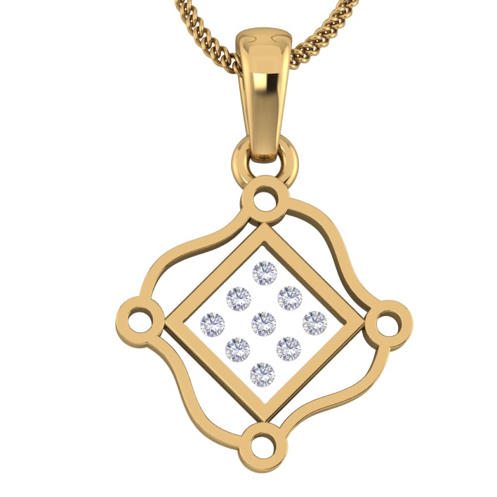18KT Gold Real Diamond Setting In Glass Pendant - Image 2