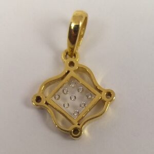 18KT Gold Real Diamond Setting In Glass Pendant