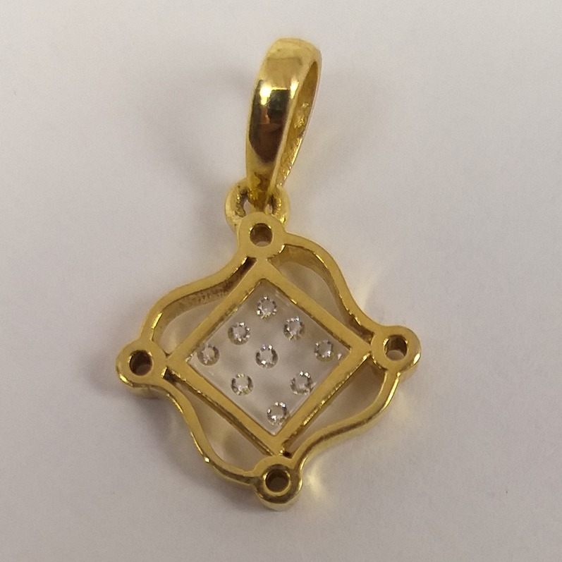 18KT Gold Real Diamond Setting In Glass Pendant