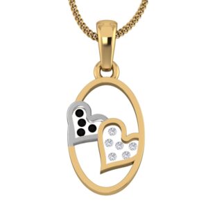 18KT Gold Real Diamond Setting In Glass Heart Pendant