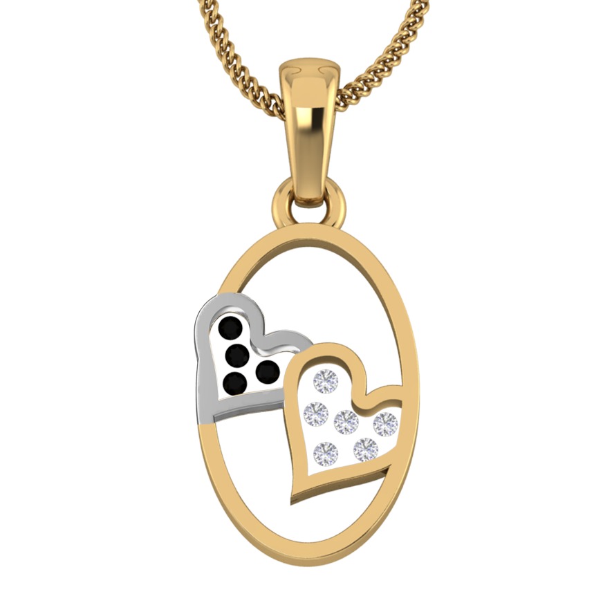 18KT Gold Real Diamond Setting In Glass Heart Pendant - Image 2