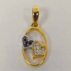 18KT Gold Real Diamond Setting In Glass Heart Pendant