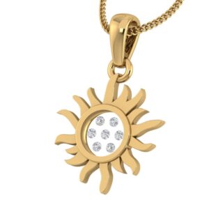 18kt gold real diamond setting in glass surya pendant