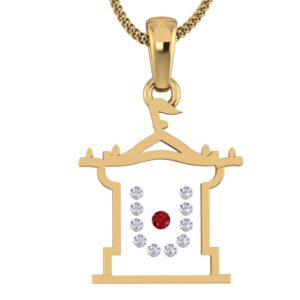 18KT Gold Real Diamond Setting In Glass Religious Pendant