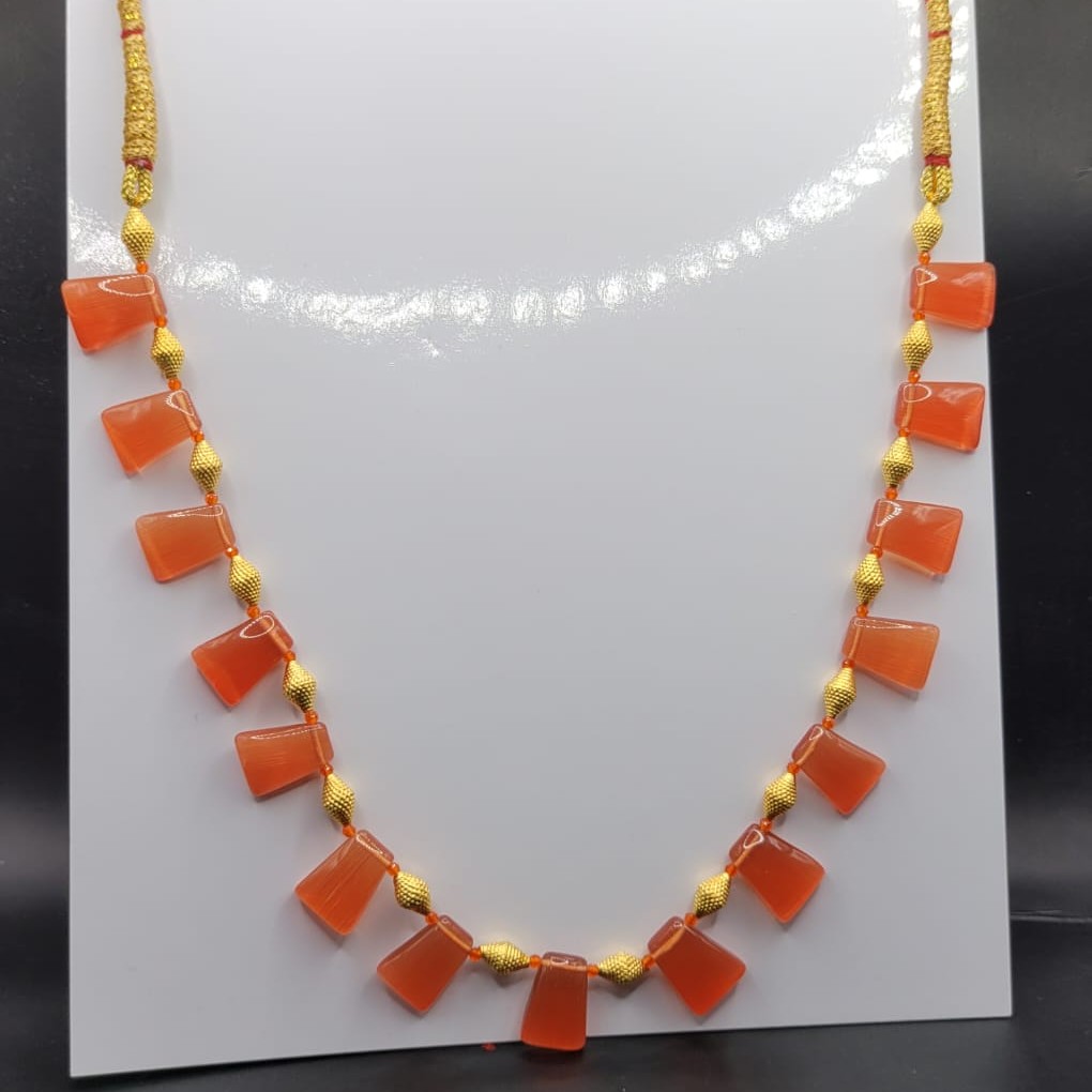 916 Gold Orange Colorstone Necklace