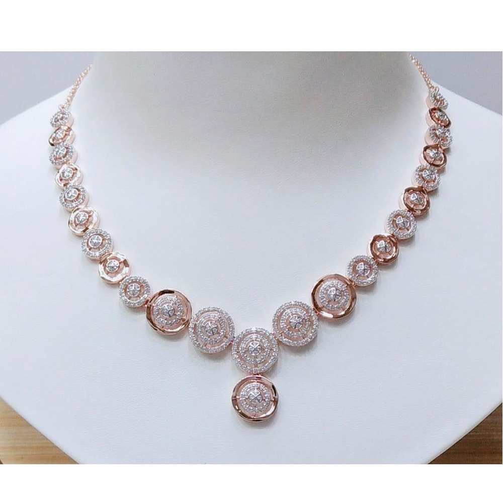 Rose Gold CZ Round Shape Necklace MJ-N011