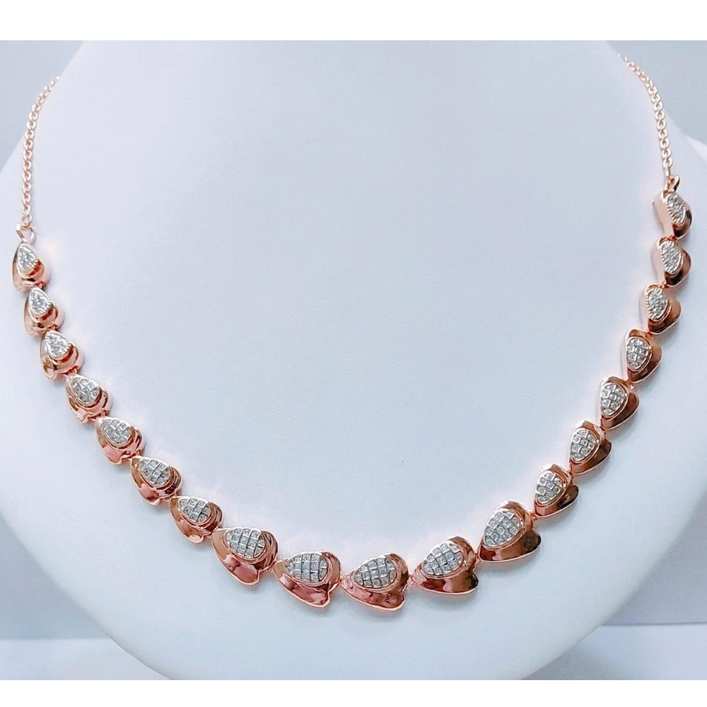 18K Rose Gold CZ Heart Shape Necklace MJ-N007