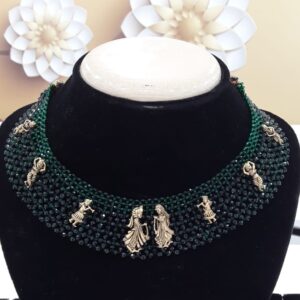Gold Hallmark Wedding Green stone Necklace