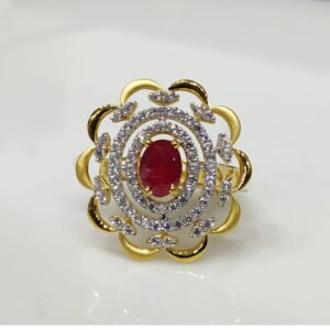 916 CZ Gold Unique Design Hallmark Ring