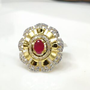 916 CZ Gold  New Stylish Flower Design Hallmark Ring