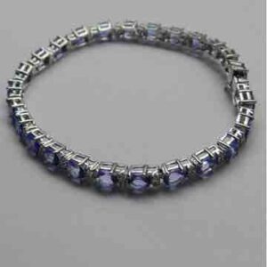 925 Sterling Silver Tennis Bracelet Studs With Tanzanite