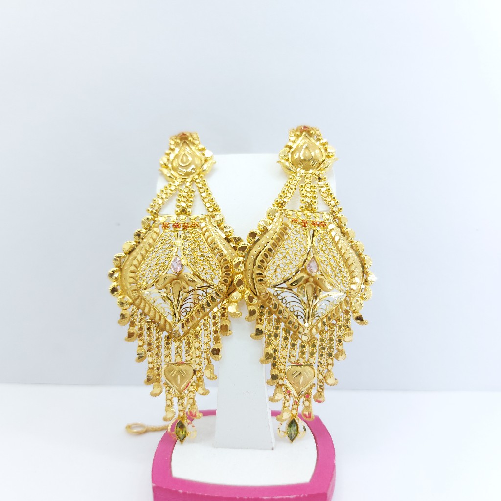 916 gold earrings with chain - Image 2