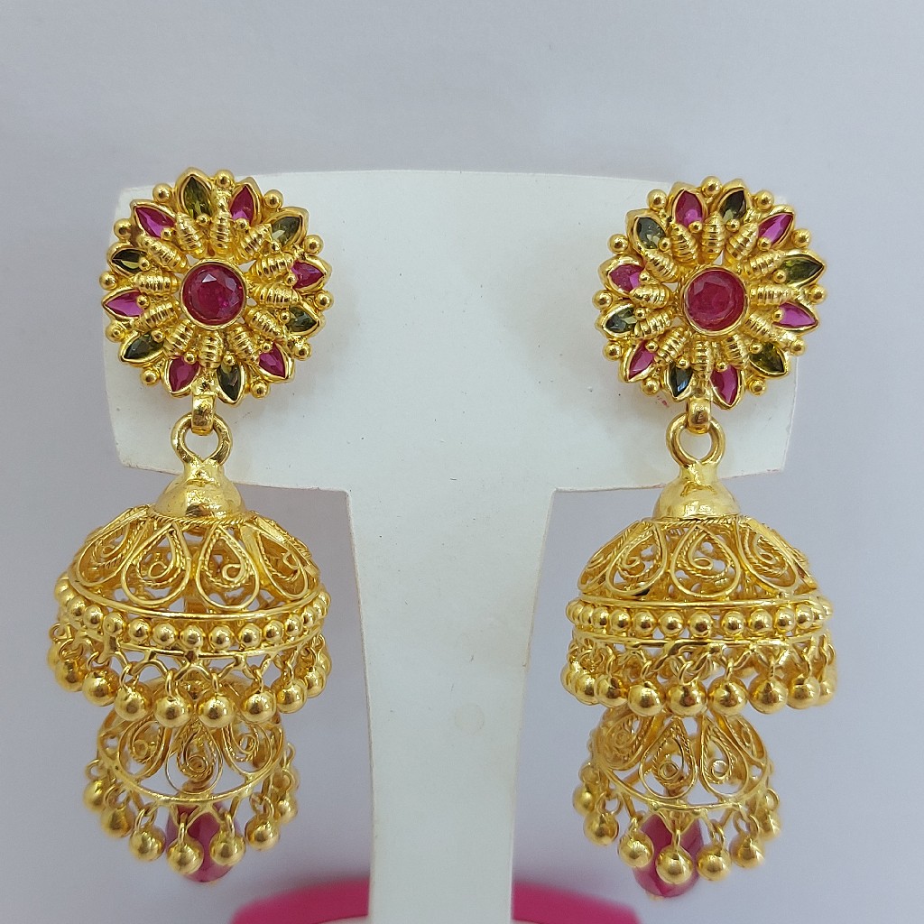 Gold jummar earrings - Image 2