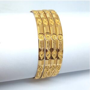 916 Yellow Gold 4 Piece Machine Cut Bangle
