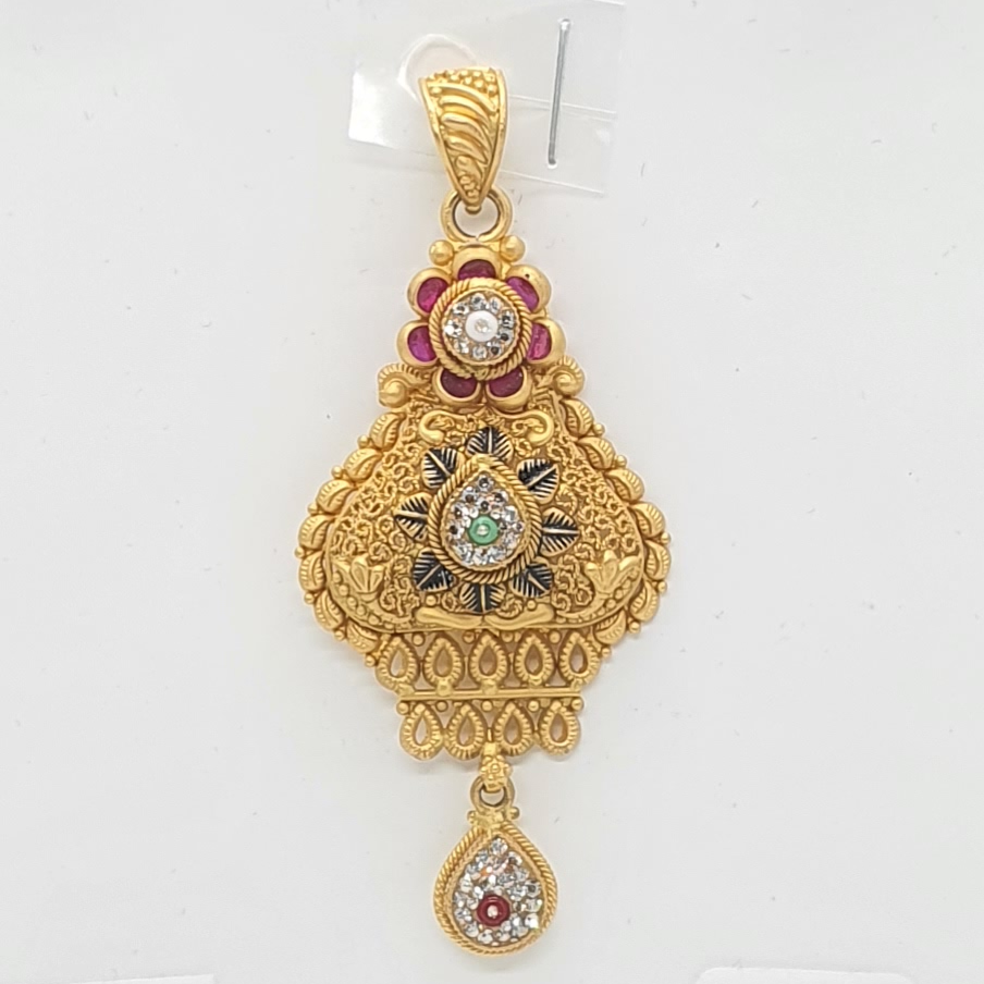 22.k Gold Antique Fancy Pendant Set - Image 2