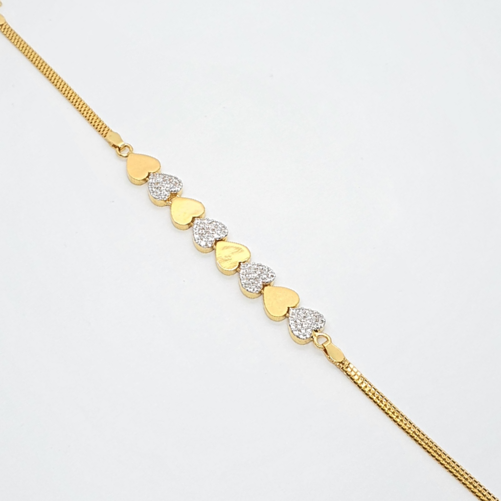 22.k Gold Heart Shape Ladies Bracelet - Image 2