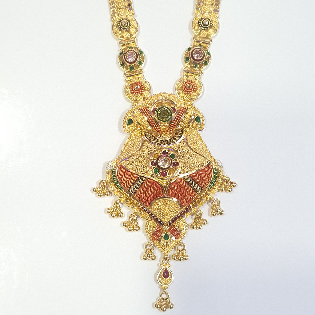 22.k gold kalkatti long necklace set - Image 3