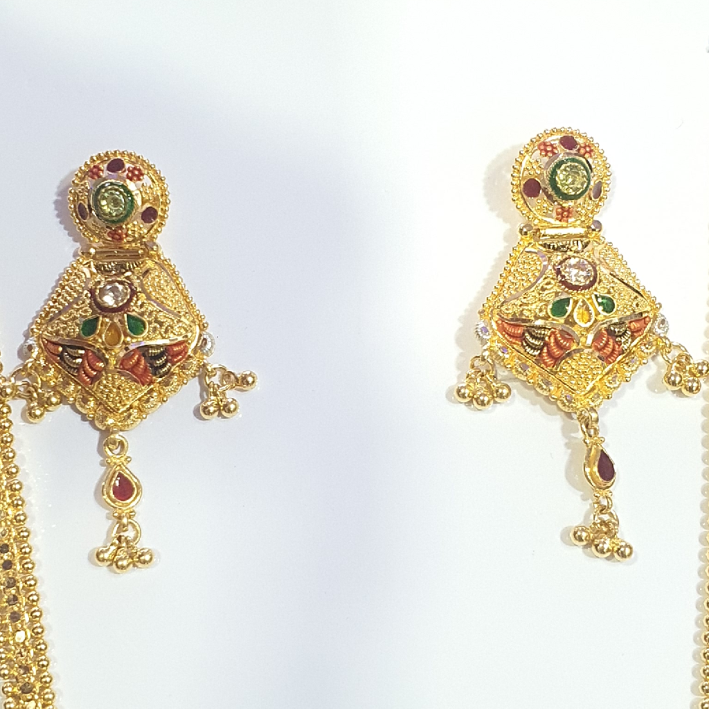 22.k gold kalkatti long necklace set - Image 2